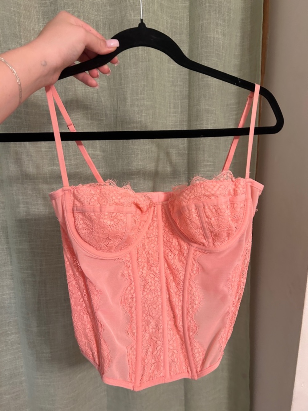 Urban Outfitters Coral Lace Corset Top